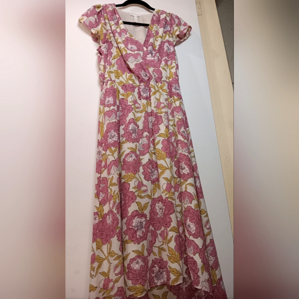 Silk Leith Floral Hi/Low Midi Dress SMALL